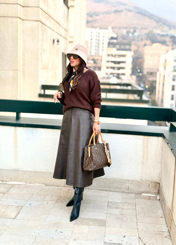 دامن چرم زنانه بلند